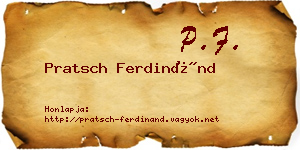 Pratsch Ferdinánd névjegykártya